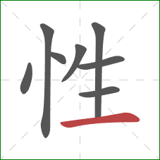 性的笔顺第8画：横