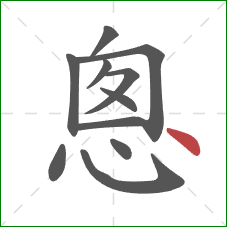 悤的笔顺第11画：点