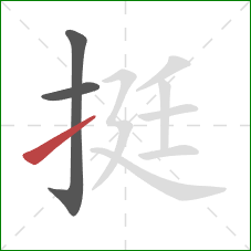 挺的笔顺第3画：提