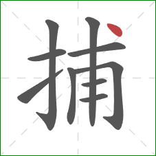捕的笔顺第10画：点