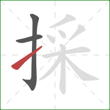採的笔顺第3画：提