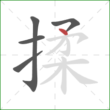 揉的笔顺第5画：点