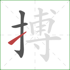 搏的笔顺第3画:提 搏的笔顺第3画:提