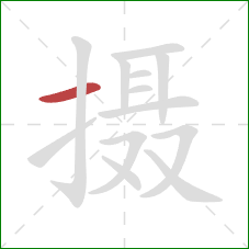 摄的笔顺第1画:横 摄的笔顺第1画:横