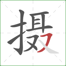 摄的笔顺第12画:横撇 摄的笔顺第12画:横撇