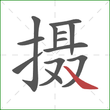 摄的笔顺第13画:捺 摄的笔顺第13画:捺