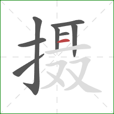 摄的笔顺第8画:横 摄的笔顺第8画:横