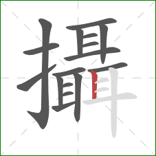 攝的笔顺第17画：竖
