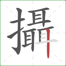 攝的笔顺第18画：竖