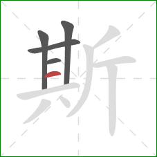 斯的笔顺第5画：横