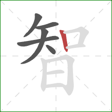 智的笔顺第6画：竖