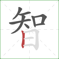 智的笔顺第9画：竖