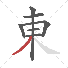 東的笔顺第7画:撇 東的笔顺第7画:撇