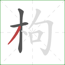 枸的笔顺第3画:撇 枸的笔顺第3画:撇