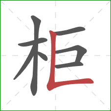 柜的笔顺第8画：竖折