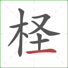 柽的笔顺第9画:横 柽的笔顺第9画:横