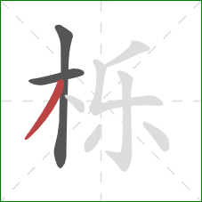 栎的笔顺第3画：撇