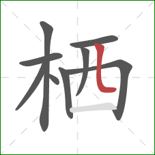 栖的笔顺第9画：竖弯