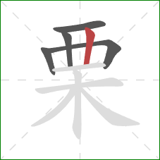 栗的笔顺第5画：竖