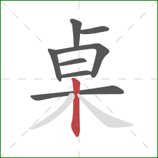 桌的笔顺第8画：竖