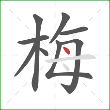梅的笔顺第9画：点