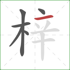 梓的笔顺第6画：横