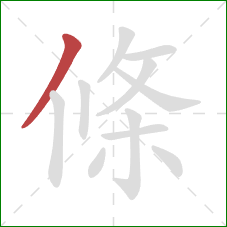 條的笔顺第1画：撇