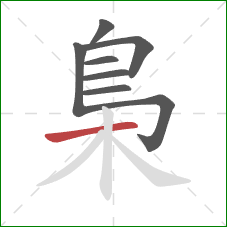 梟的笔顺第8画：横