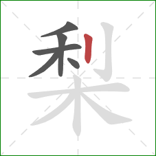 梨的笔顺第6画：竖
