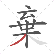 棄的笔顺第11画:撇 棄的笔顺第11画:撇