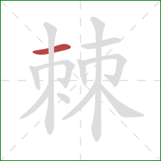 棘的笔顺第1画:横 棘的笔顺第1画:横