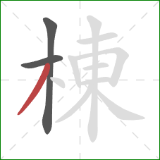 棟的笔顺第3画:撇 棟的笔顺第3画:撇