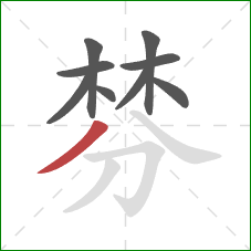 棼的笔顺第9画:撇 棼的笔顺第9画:撇