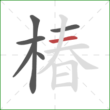 椿的笔顺第6画:横 椿的笔顺第6画:横