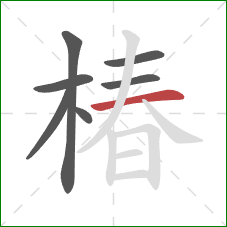 椿的笔顺第7画:横 椿的笔顺第7画:横
