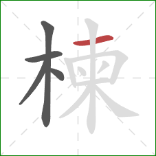 楝的笔顺第5画：横