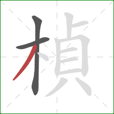 楨的笔顺第3画：撇