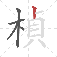 楨的笔顺第5画：竖