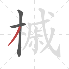 槭的笔顺第3画:撇 槭的笔顺第3画:撇