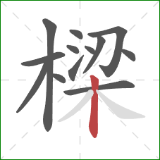樑的笔顺第13画：竖
