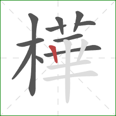 樺的笔顺第11画：竖