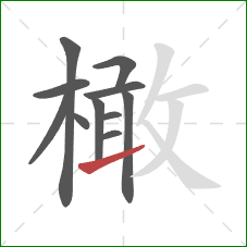 橄的笔顺第11画:提 橄的笔顺第11画:提