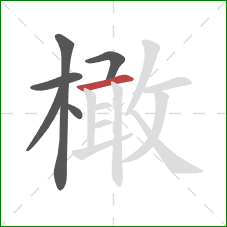 橄的笔顺第6画:横 橄的笔顺第6画:横