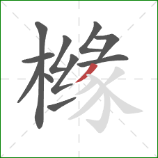 橼的笔顺第11画:撇 橼的笔顺第11画:撇