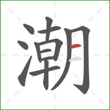 潮的笔顺第14画：横