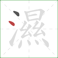 濕的笔顺第2画:点 濕的笔顺第2画:点