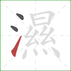 濕的笔顺第3画:提 濕的笔顺第3画:提