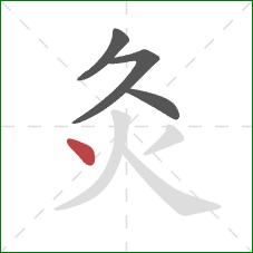 灸的笔顺第4画:点 灸的笔顺第4画:点