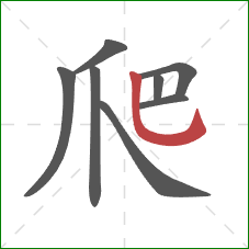 爬的笔顺第8画：竖弯钩