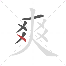 爽的笔顺第5画：点